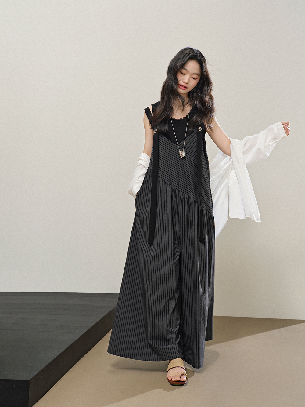 V-neck Striped Jumpsuit