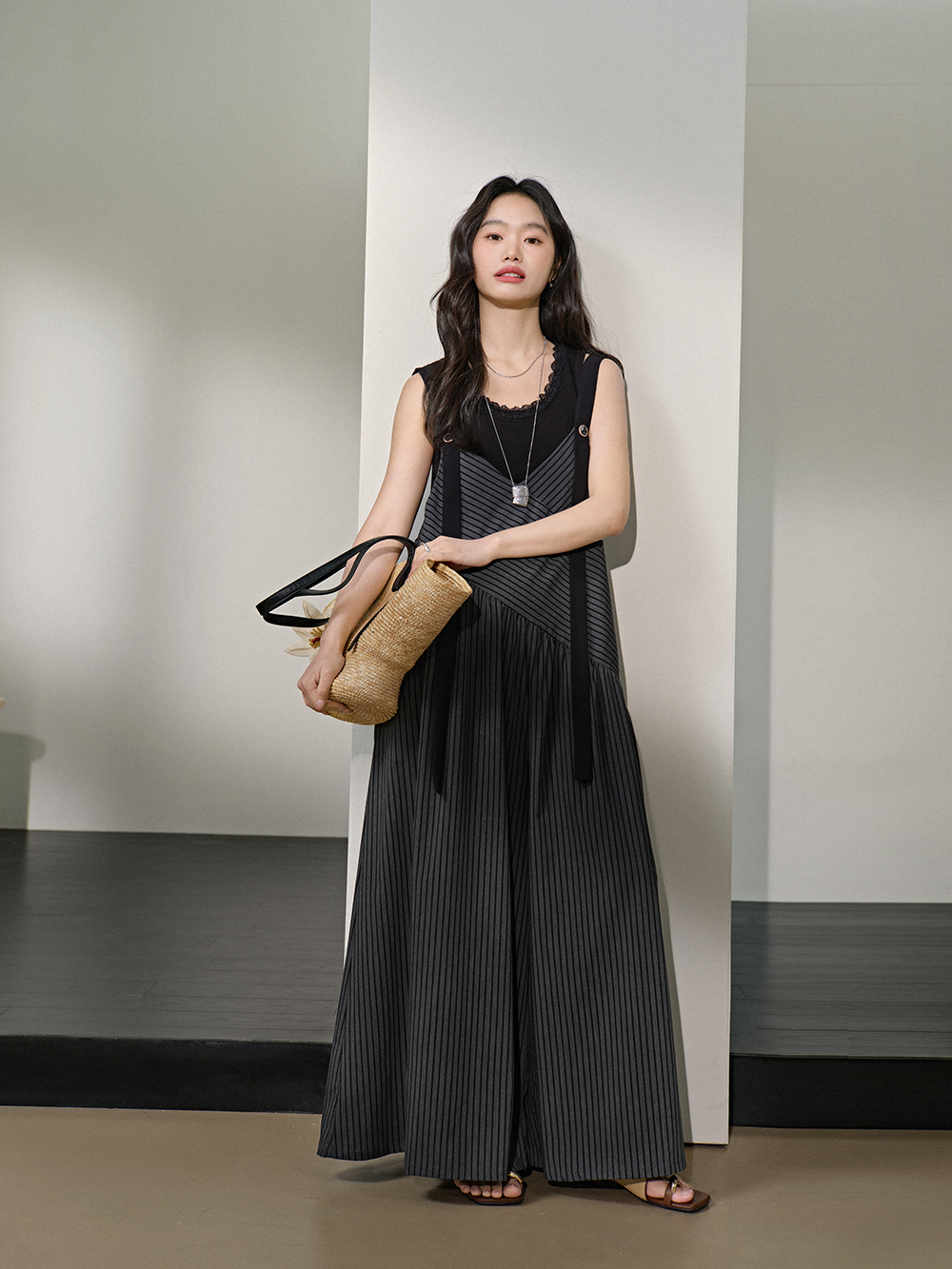 V-neck Striped Jumpsuit