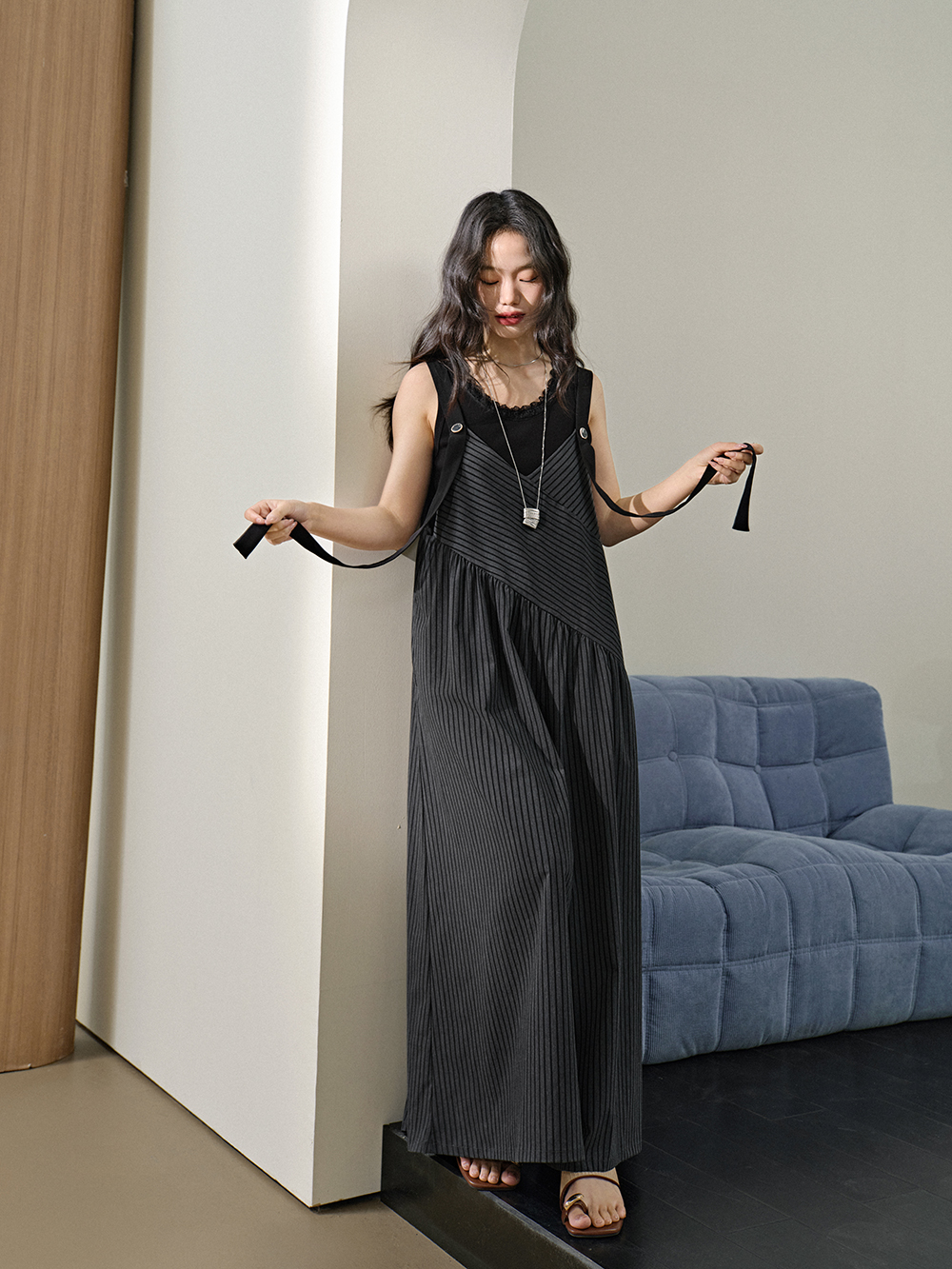 V-neck Striped Jumpsuit