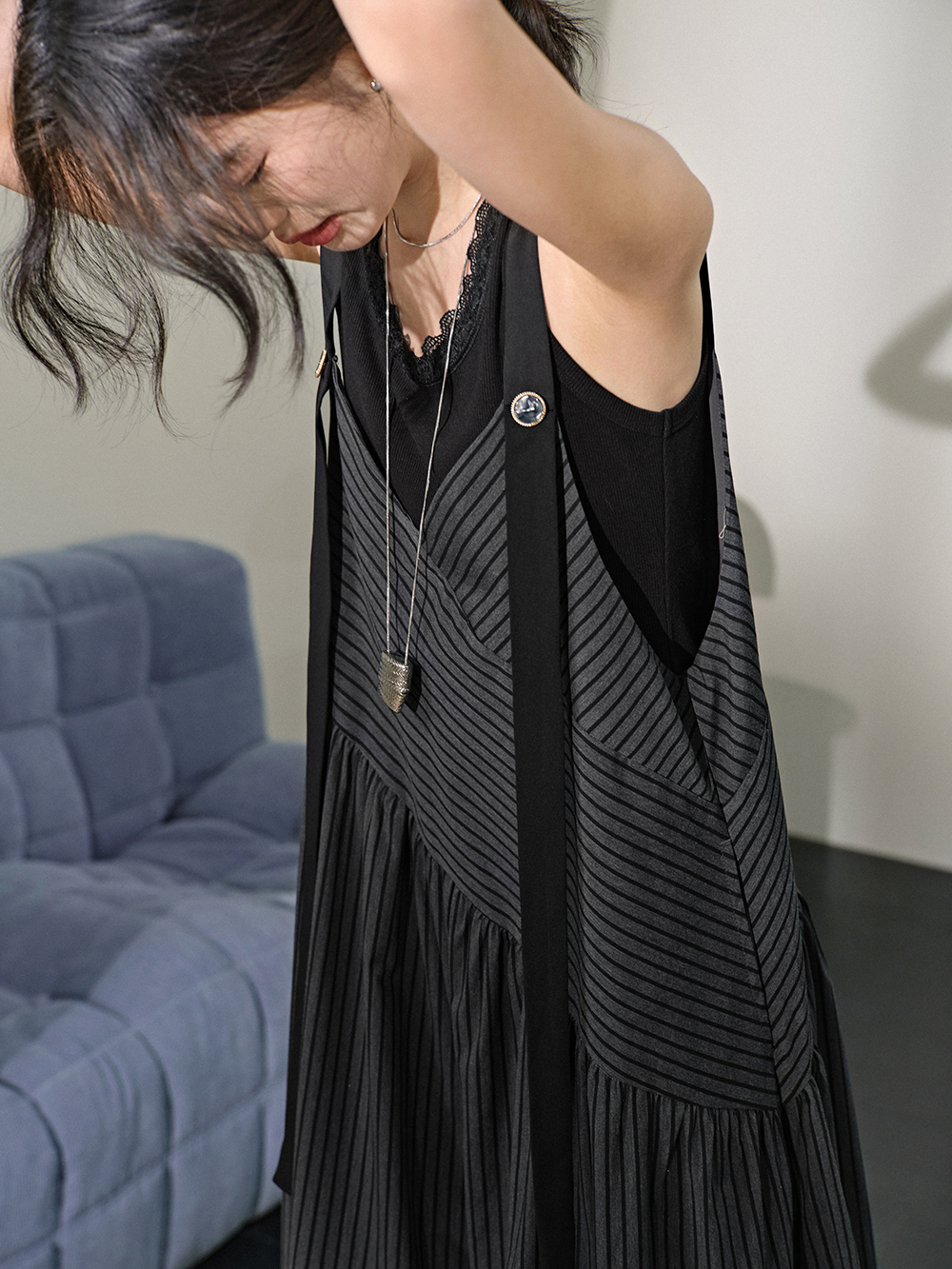 V-neck Striped Jumpsuit