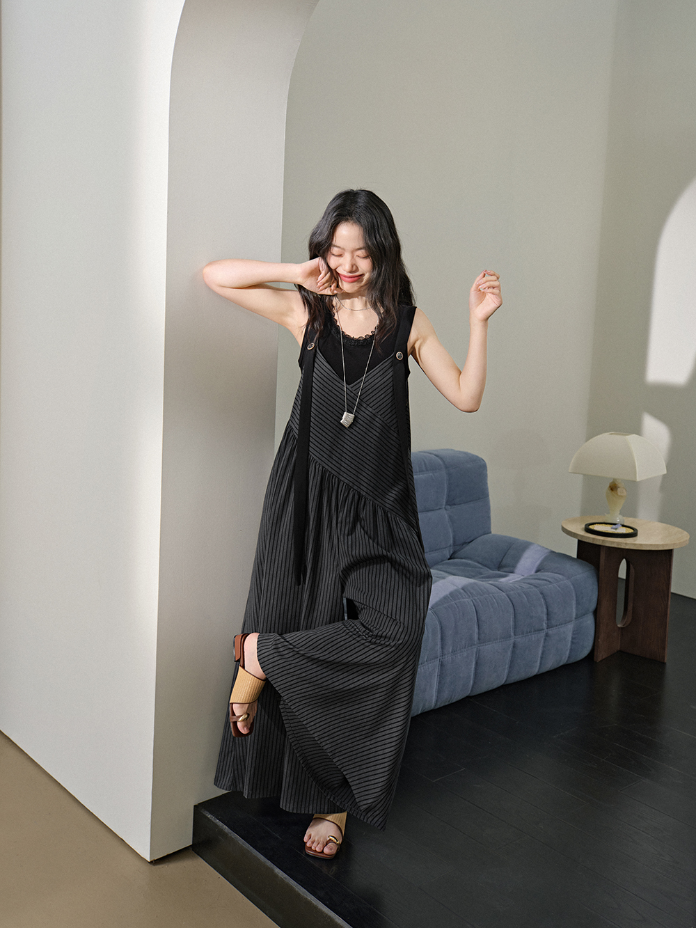V-neck Striped Jumpsuit